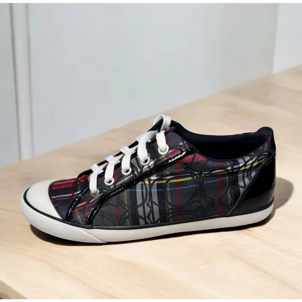 Y2K Coach A1070 Barrett Signature Tartan Low Top Sneaker Size 8.5B